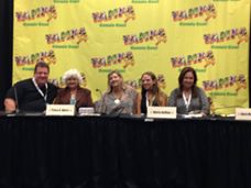 At one of the panels. From left to right, authors Scott Eder, Tracy Akers, K.L. Nappier, Maria DiVivo and yours truly.