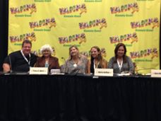 At one of the panels. From left to right, authors Scott Eder, Tracy Akers, K.L. Nappier, Maria DiVivo and yours truly.